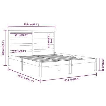 Black Solid Wood Bed Frame 120x190 cm - Small Double