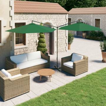 Double Parasol with Steel Pole Green 600 cm - Stylish Shade