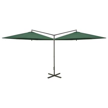 Double Parasol with Steel Pole Green 600 cm - Stylish Shade