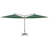 Double Parasol with Steel Pole Green 600 cm - Stylish Shade