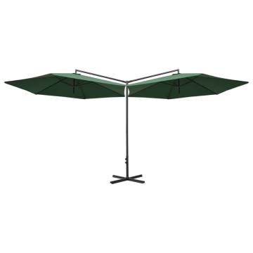 Double Parasol with Steel Pole Green 600 cm - Stylish Shade