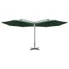 Double Parasol with Steel Pole Green 600 cm - Stylish Shade