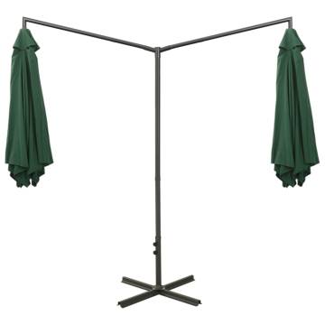 Double Parasol with Steel Pole Green 600 cm - Stylish Shade