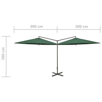 Double Parasol with Steel Pole Green 600 cm - Stylish Shade