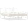 Sturdy White Metal Bed Frame with Headboard & Footboard 183x213 cm