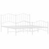 Sturdy White Metal Bed Frame with Headboard & Footboard 183x213 cm