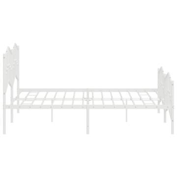 Sturdy White Metal Bed Frame with Headboard & Footboard 183x213 cm