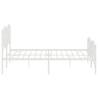 Sturdy White Metal Bed Frame with Headboard & Footboard 183x213 cm