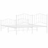 Sturdy White Metal Bed Frame with Headboard & Footboard 183x213 cm