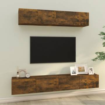 4 Piece TV Cabinet Set in Smoked Oak - Stylish & Practical Design