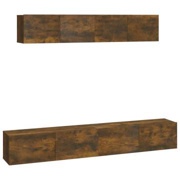 4 Piece TV Cabinet Set in Smoked Oak - Stylish & Practical Design