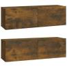 4 Piece TV Cabinet Set in Smoked Oak - Stylish & Practical Design