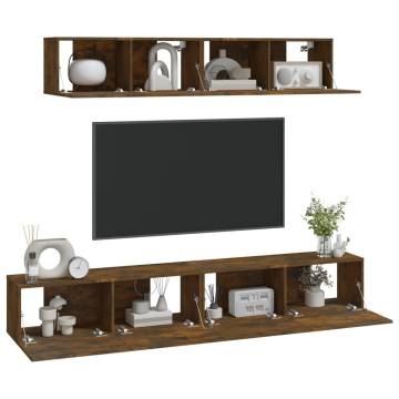 4 Piece TV Cabinet Set in Smoked Oak - Stylish & Practical Design