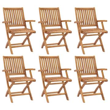 Folding Garden Chairs Set of 6 in Solid Teak Wood | Hipomarket