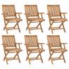 Folding Garden Chairs Set of 6 in Solid Teak Wood | Hipomarket