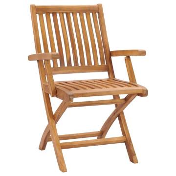 Folding Garden Chairs Set of 6 in Solid Teak Wood | Hipomarket