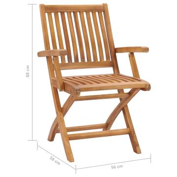 Folding Garden Chairs Set of 6 in Solid Teak Wood | Hipomarket