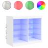 Stylish White Sideboard with RGB LED Lights - 81x37x67 cm