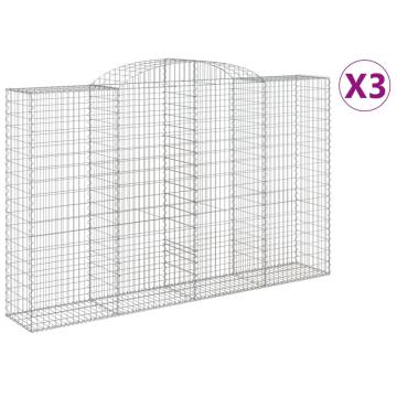 Arched Gabion Baskets - 3 pcs Galvanised Iron | HipoMarket