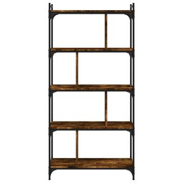 5-Tier Smoked Oak Bookcase - Stylish Storage Solution