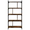 5-Tier Smoked Oak Bookcase - Stylish Storage Solution