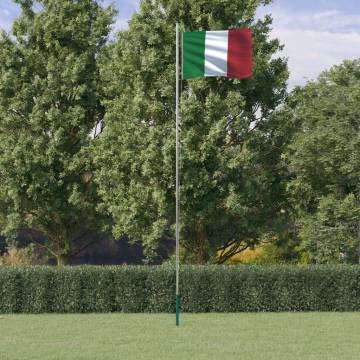 Italy Flag and Pole 6.23 m Aluminium - Durable & Adjustable