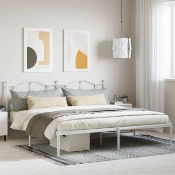 Metal Bed Frame with Headboard White 193x203 cm - Hipomarket