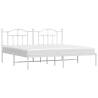 Metal Bed Frame with Headboard White 193x203 cm - Hipomarket