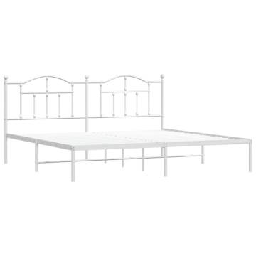 Metal Bed Frame with Headboard White 193x203 cm - Hipomarket