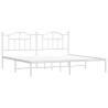 Metal Bed Frame with Headboard White 193x203 cm - Hipomarket