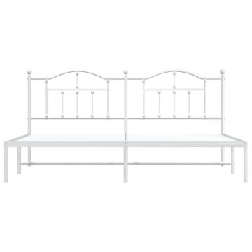 Metal Bed Frame with Headboard White 193x203 cm - Hipomarket