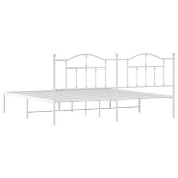 Metal Bed Frame with Headboard White 193x203 cm - Hipomarket