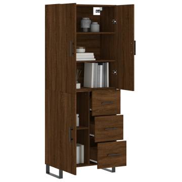 Stylish Highboard Brown Oak - 69.5x34x180 cm Engineered Wood