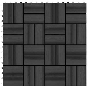 22 pcs Black WPC Decking Tiles 30x30 cm - 2 sqm Coverage