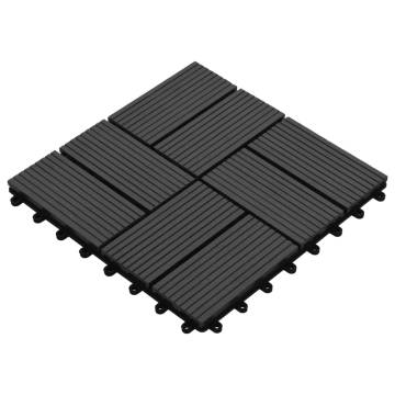 22 pcs Black WPC Decking Tiles 30x30 cm - 2 sqm Coverage