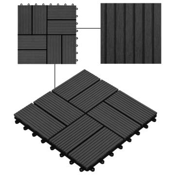 22 pcs Black WPC Decking Tiles 30x30 cm - 2 sqm Coverage