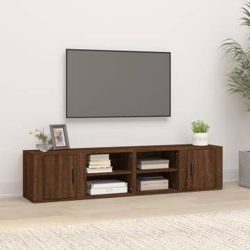 Stylish Brown Oak TV Cabinets - Set of 2 | HiPoMarket