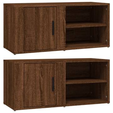 Stylish Brown Oak TV Cabinets - Set of 2 | HiPoMarket