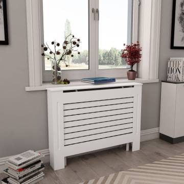 Stylish White Radiator Covers - 2 pcs MDF 112x19x81.5 cm