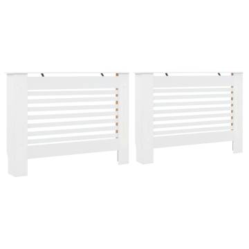 Stylish White Radiator Covers - 2 pcs MDF 112x19x81.5 cm