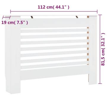 Stylish White Radiator Covers - 2 pcs MDF 112x19x81.5 cm