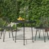 Dining Table Black Ø80 cm Tempered Glass and Steel Colour black Size Ø 80 x 74 cm Quantity in Package 1 