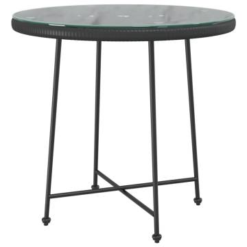 Stylish Black Dining Table Ø80 cm - Tempered Glass & Steel