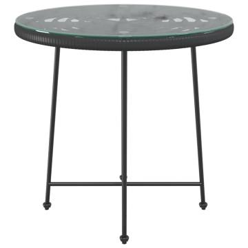 Stylish Black Dining Table Ø80 cm - Tempered Glass & Steel