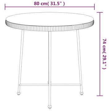 Stylish Black Dining Table Ø80 cm - Tempered Glass & Steel