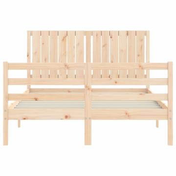 Solid Wood Bed Frame with Headboard 140x190 cm | HipoMarket