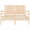 Solid Wood Bed Frame with Headboard 140x190 cm | HipoMarket