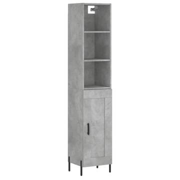 Stylish Highboard Concrete Grey - Engineered Wood Storage