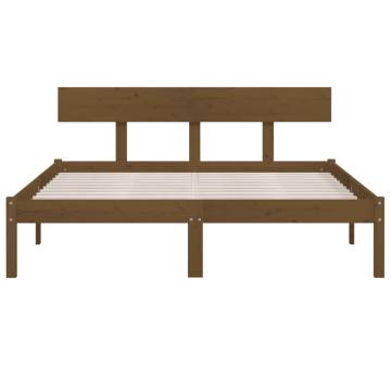 Honey Brown Solid Wood Bed Frame – 160x200 cm | HipoMarket