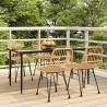 5 Piece Garden Dining Set Poly Rattan Colour brown Size 160 cm table length Number of 4 